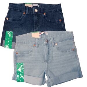 Levi's Jean Shorts Girls Stretched Cuff Blue & Light Blue 2 Paris Sz 8 NEW
